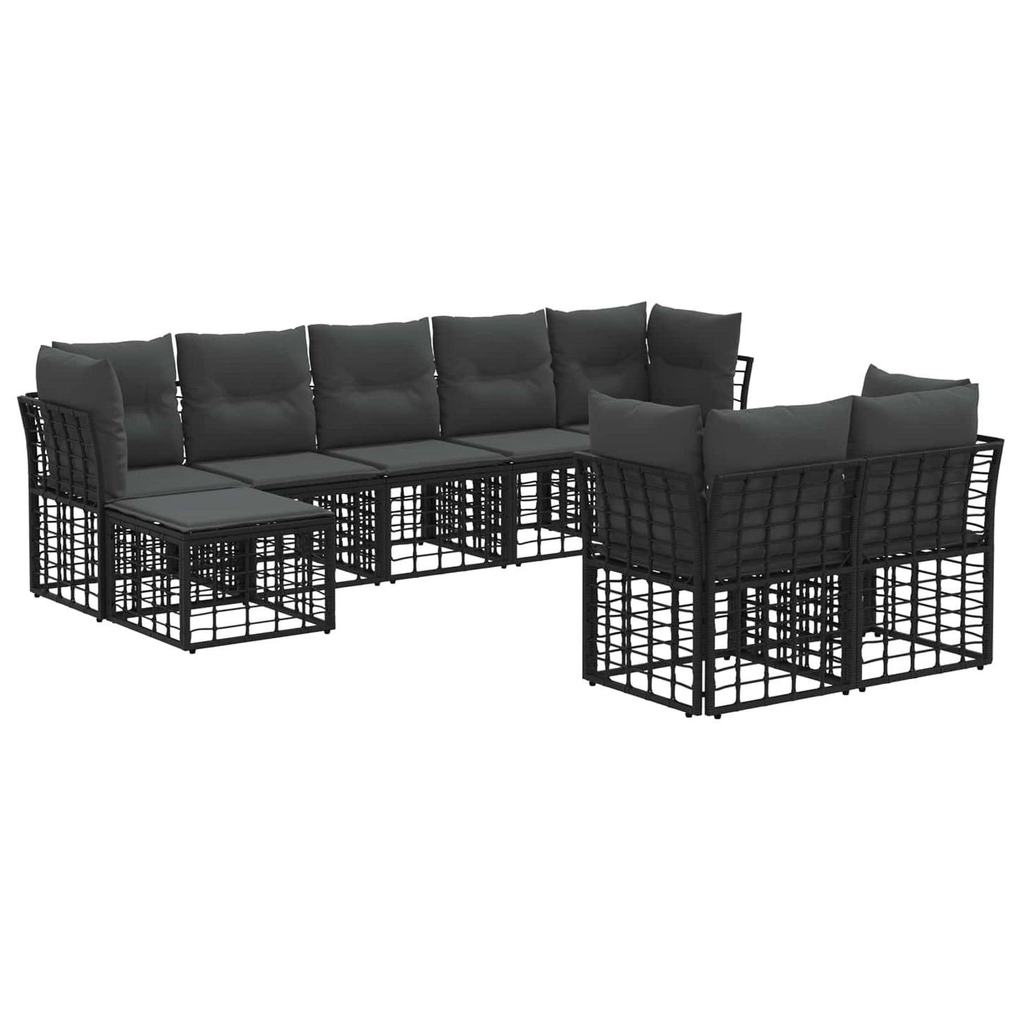 Set di divani da esterno Nero e Grigio scuro Poliestere | homemem39