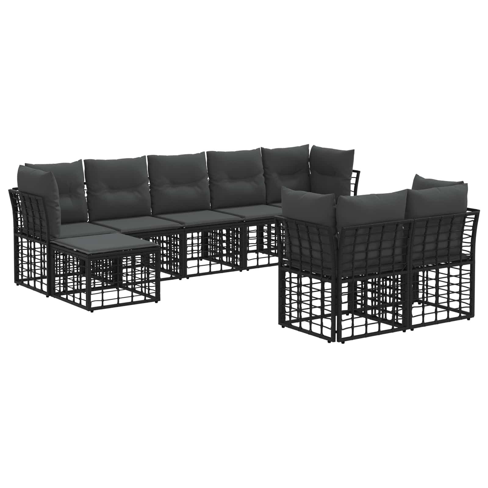 Set di divani da esterno Nero e Grigio scuro Poliestere | homemem39