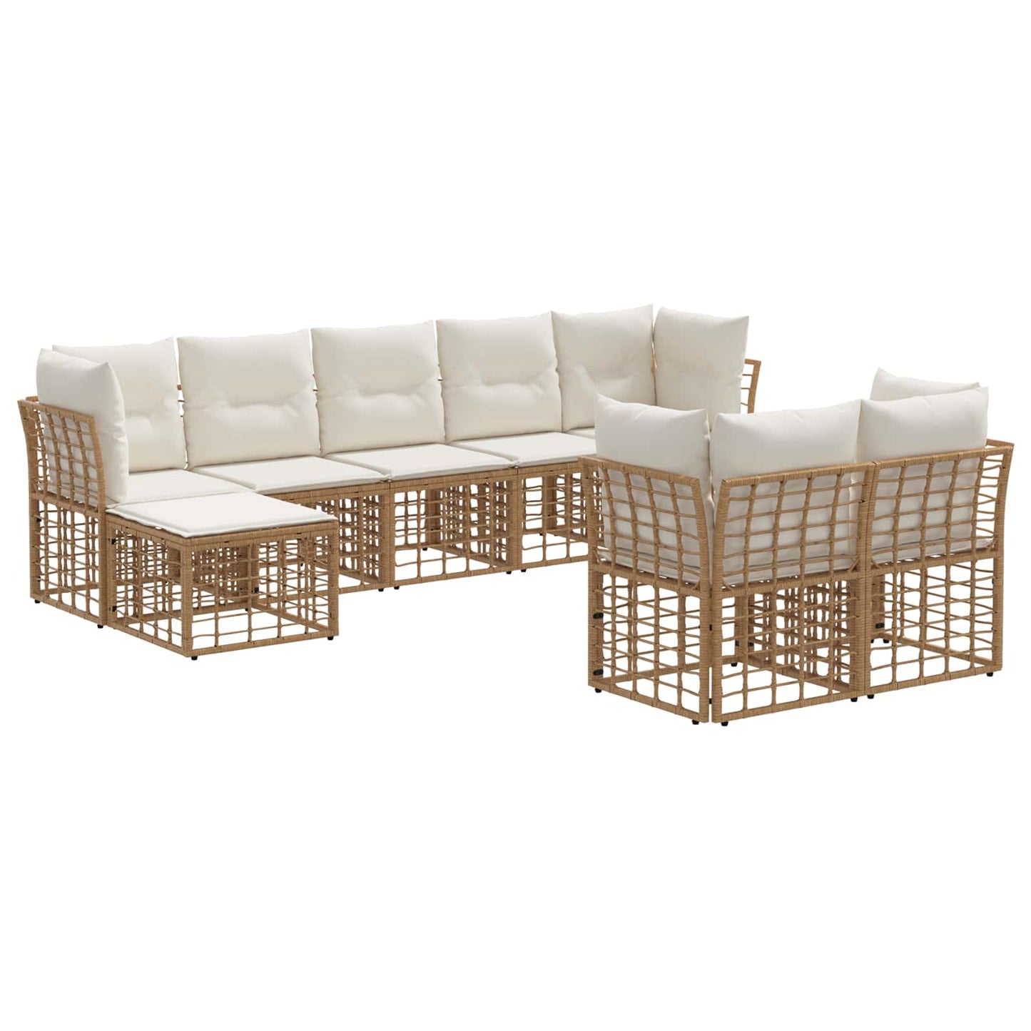 Set di divani da esterno Naturale e Bianco Crema Poliestere | homemem39