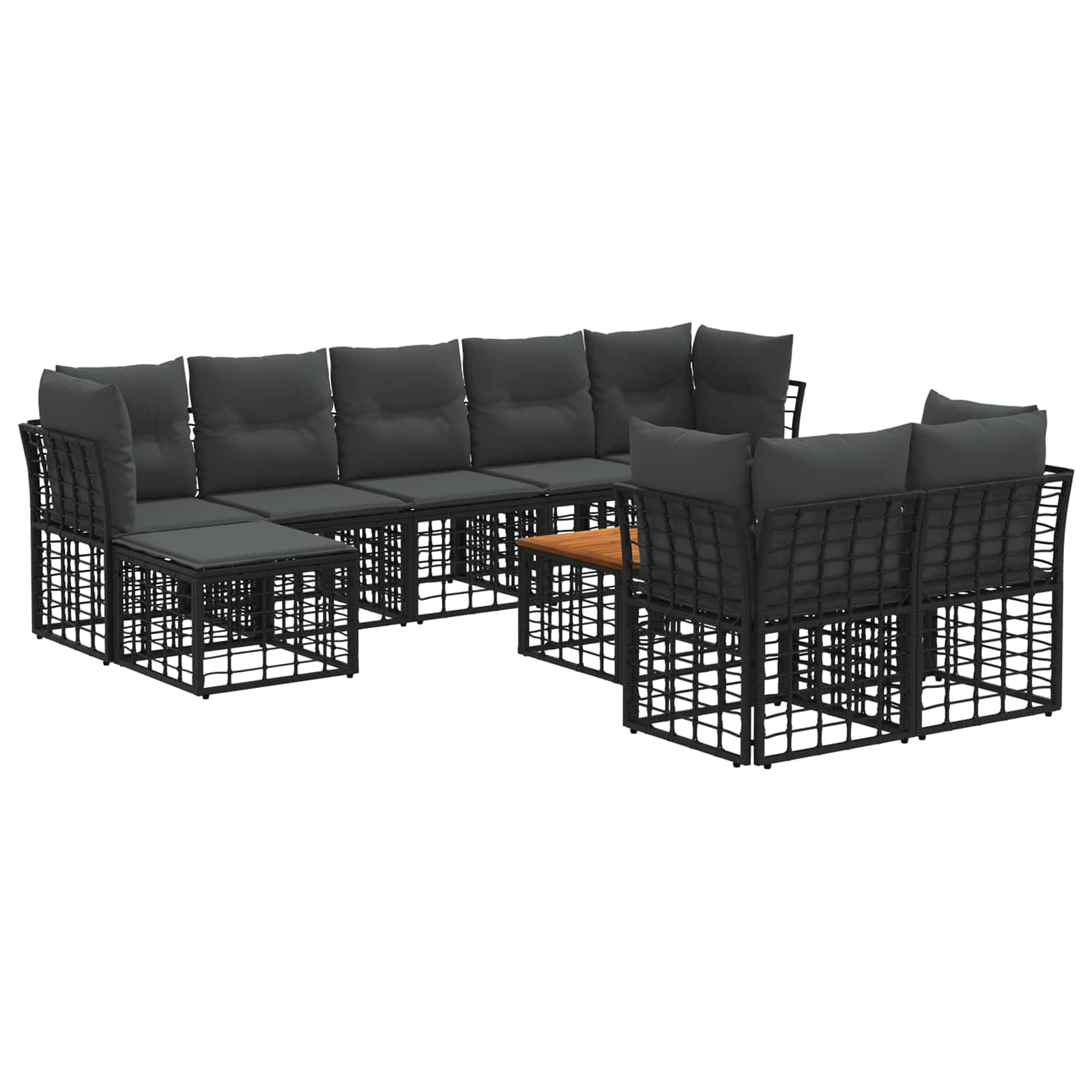 Set di divani da esterno 10 pcs Nero e Grigio scuro Poliestere | homemem39