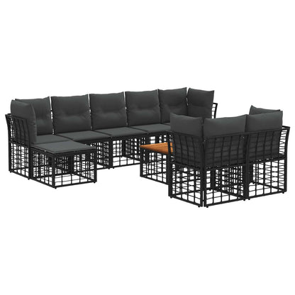 Set di divani da esterno 10 pcs Nero e Grigio scuro Poliestere | homemem39