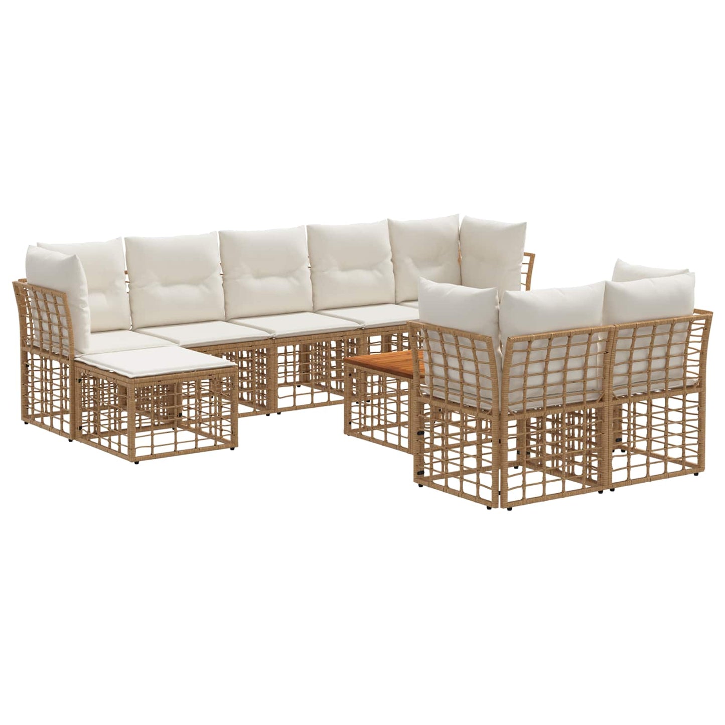 Set di divani da esterno 10 pcs Naturale e Bianco Crema | homemem39