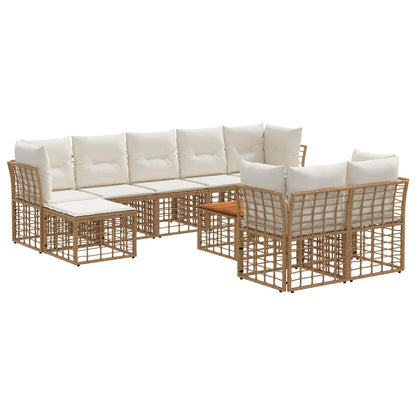 Set di divani da esterno 10 pcs Naturale e Bianco Crema | homemem39