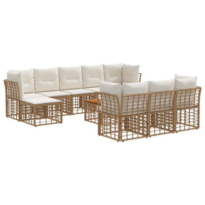 Set di divani da esterno 11 pcs Naturale e Bianco Crema | homemem39