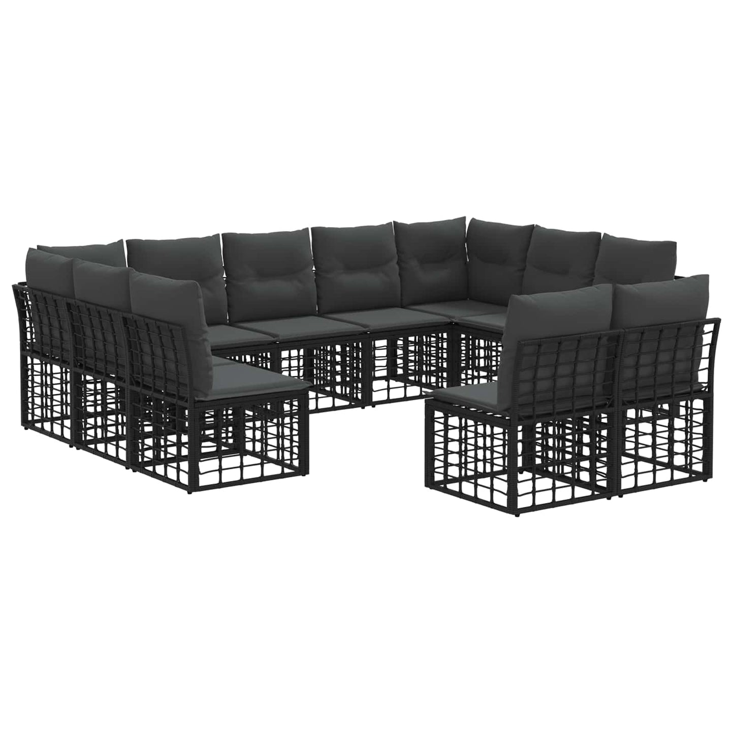 Set di divani da esterno Nero e Grigio scuro Poliestere | homemem39
