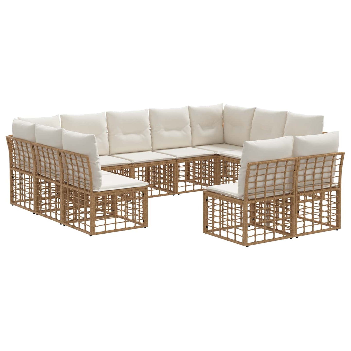 Set di divani da esterno Naturale e Bianco Crema Poliestere | homemem39