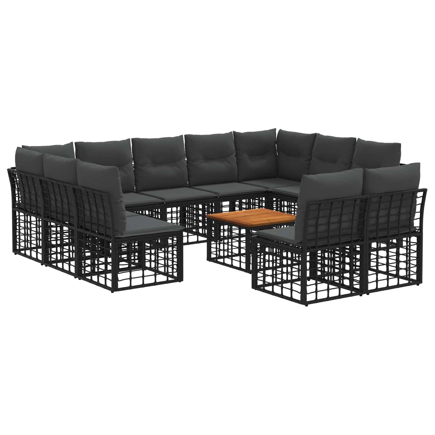 Set di divani da esterno 12 pcs Nero e Grigio scuro Poliestere | homemem39