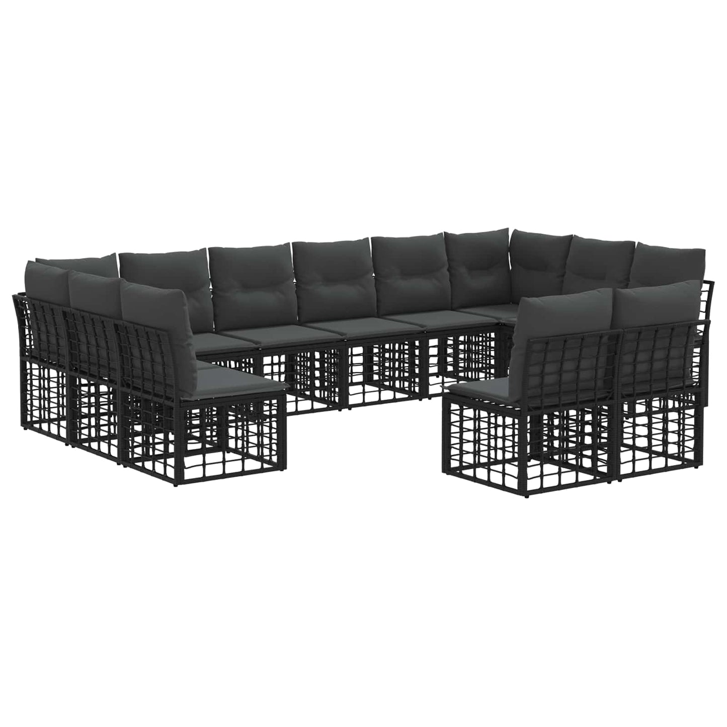 Set di divani da esterno Nero e Grigio scuro Poliestere | homemem39