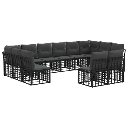 Set di divani da esterno Nero e Grigio scuro Poliestere | homemem39