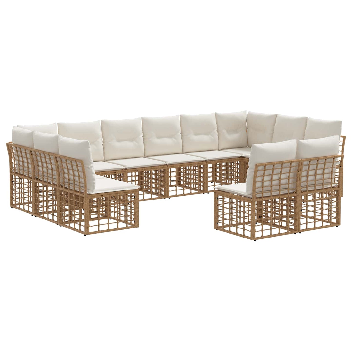 Set di divani da esterno Naturale e Bianco Crema Poliestere | homemem39