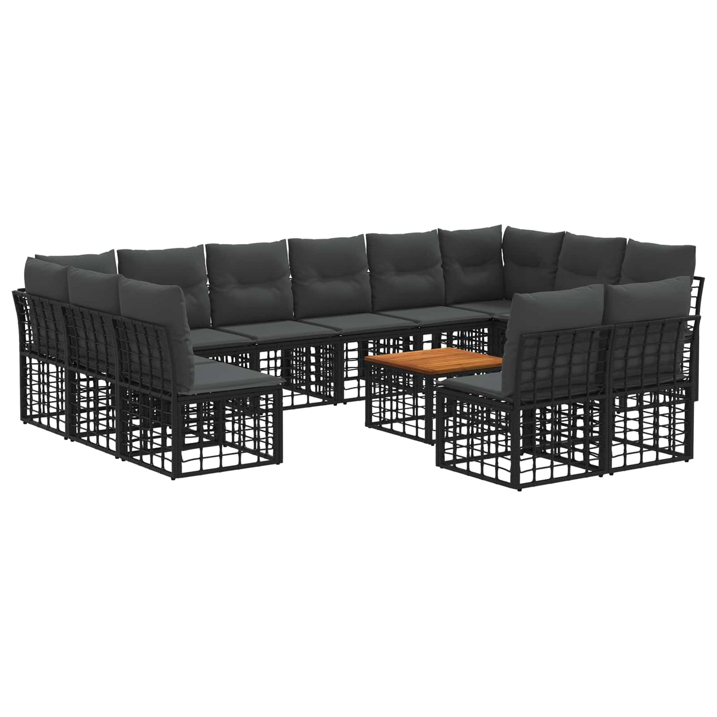 Set di divani da esterno 13 pcs Nero e Grigio scuro Poliestere | homemem39
