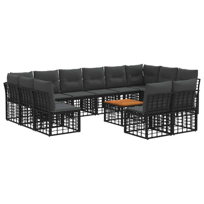 Set di divani da esterno 13 pcs Nero e Grigio scuro Poliestere | homemem39