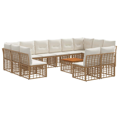 Set di divani da esterno 13 pcs Naturale e Bianco Crema | homemem39