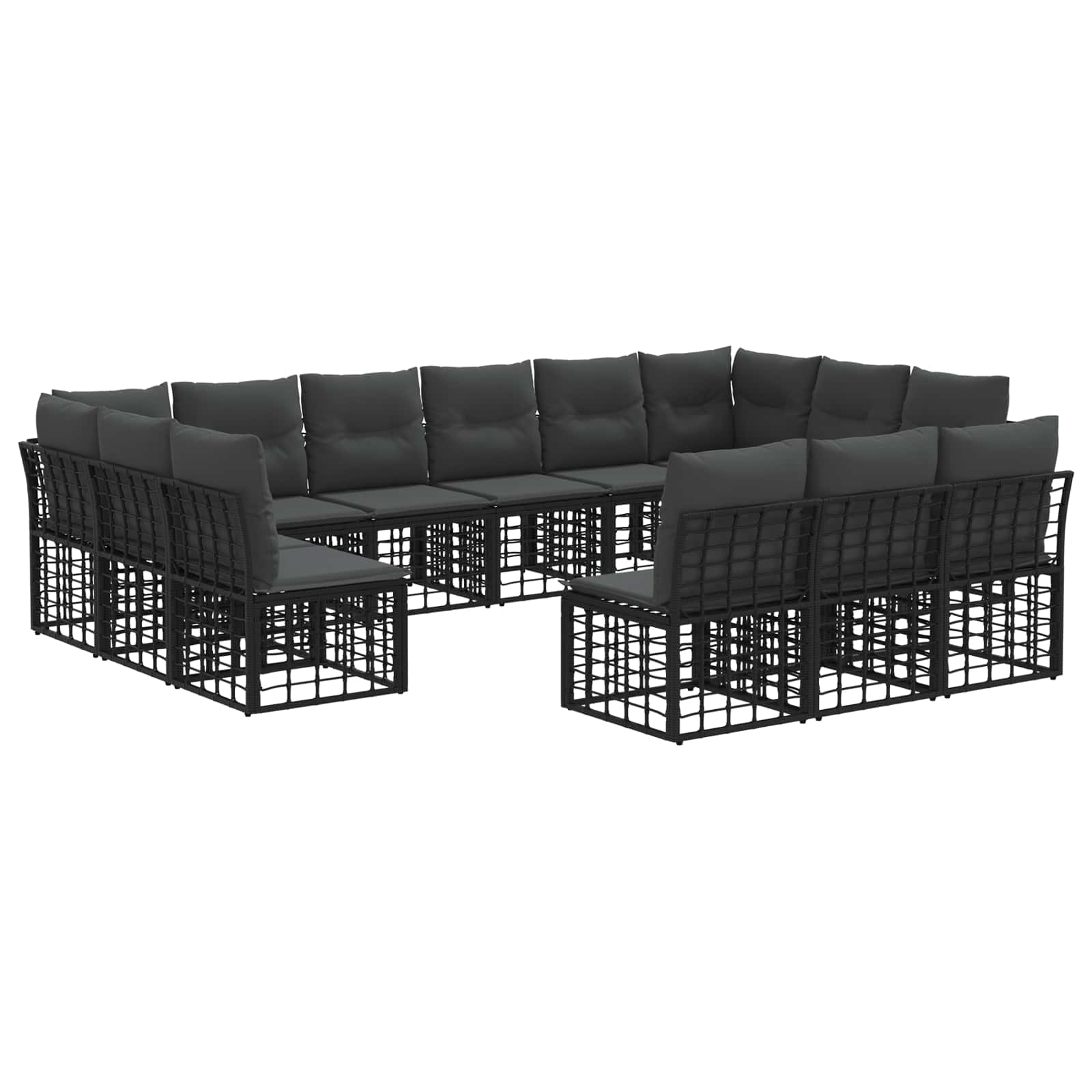 Set di divani da esterno Nero e Grigio scuro Poliestere | homemem39