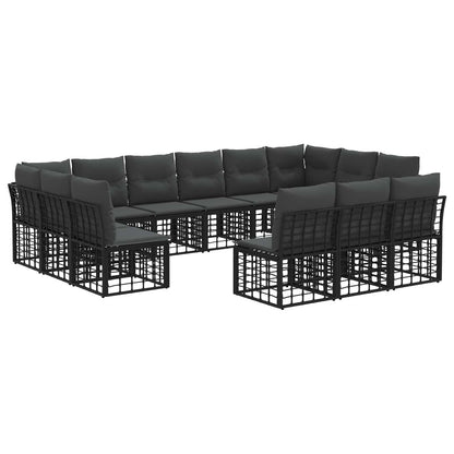 Set di divani da esterno Nero e Grigio scuro Poliestere | homemem39