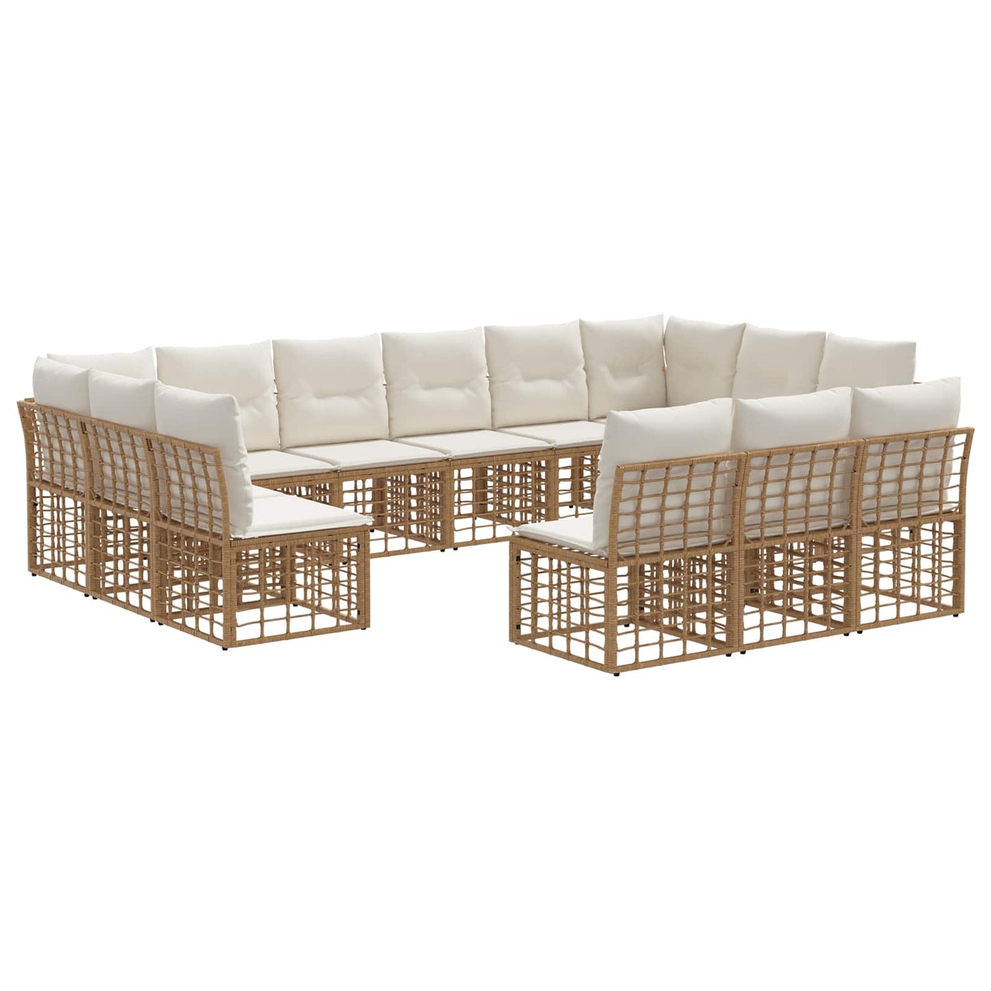 Set di divani da esterno Naturale e Bianco Crema Poliestere | homemem39