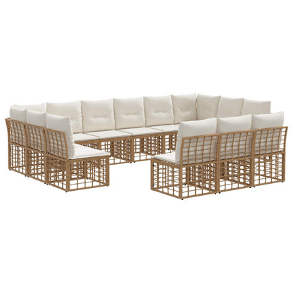 Set di divani da esterno Naturale e Bianco Crema Poliestere | homemem39