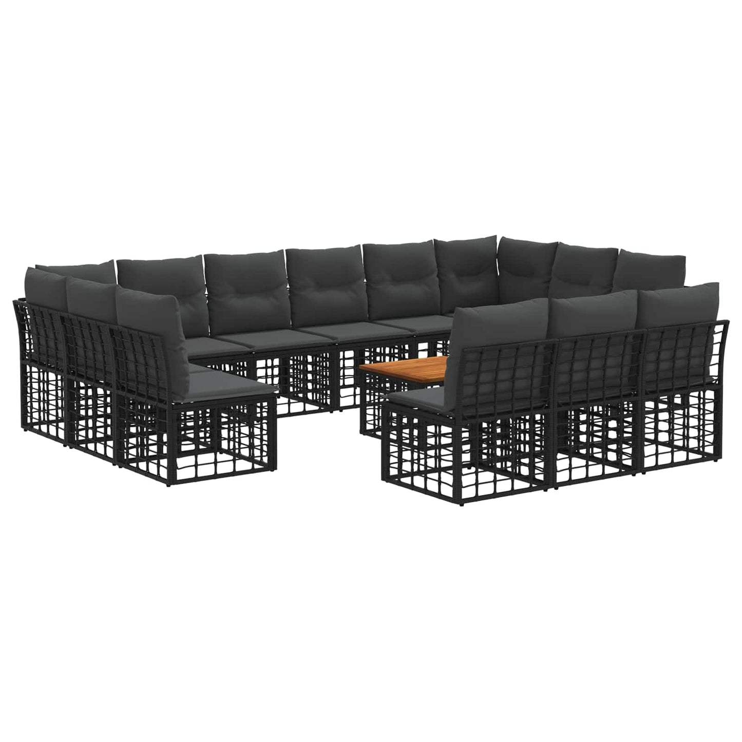 Set di divani da esterno 14 pcs Nero e Grigio scuro Poliestere | homemem39