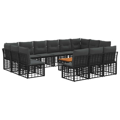 Set di divani da esterno 14 pcs Nero e Grigio scuro Poliestere | homemem39