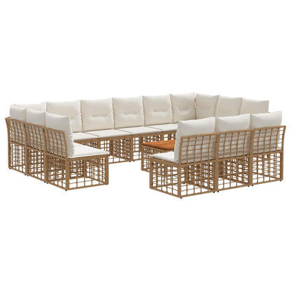 Set di divani da esterno 14 pcs Naturale e Bianco Crema | homemem39