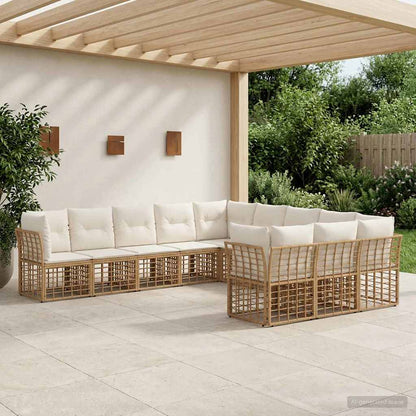 Set di divani da esterno Naturale e Bianco Crema Poliestere | homemem39