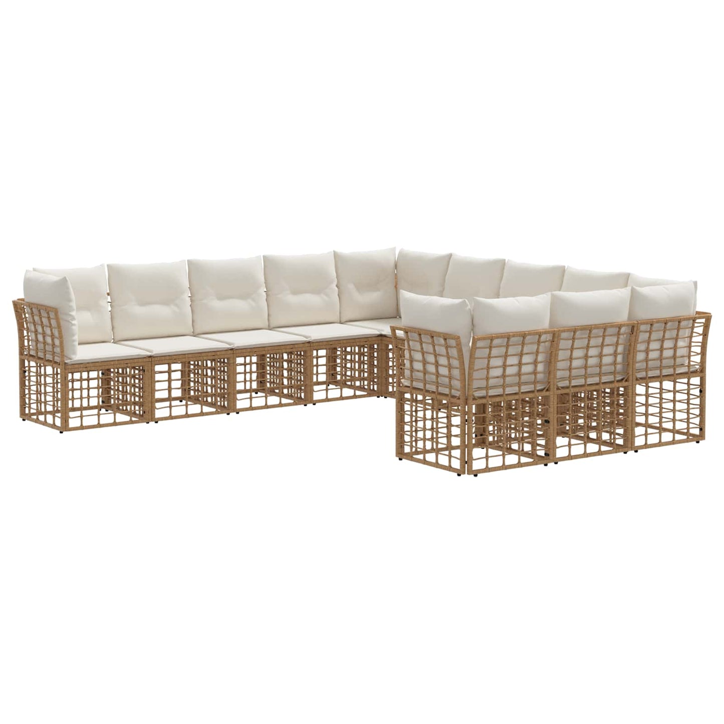 Set di divani da esterno Naturale e Bianco Crema Poliestere | homemem39