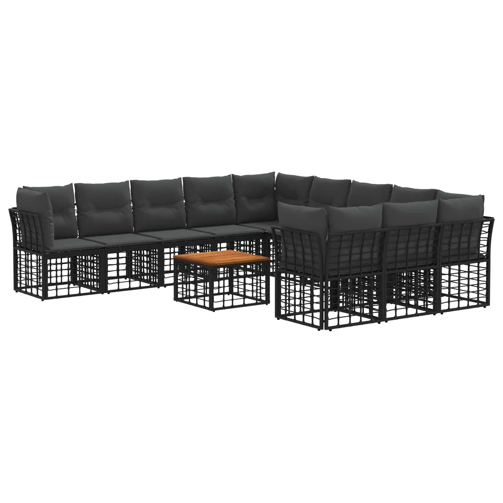 Set di divani da esterno 12 pcs Nero e Grigio scuro Poliestere | homemem39