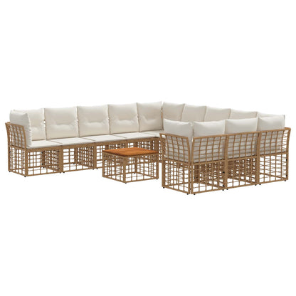 Set di divani da esterno 12 pcs Naturale e Bianco Crema | homemem39