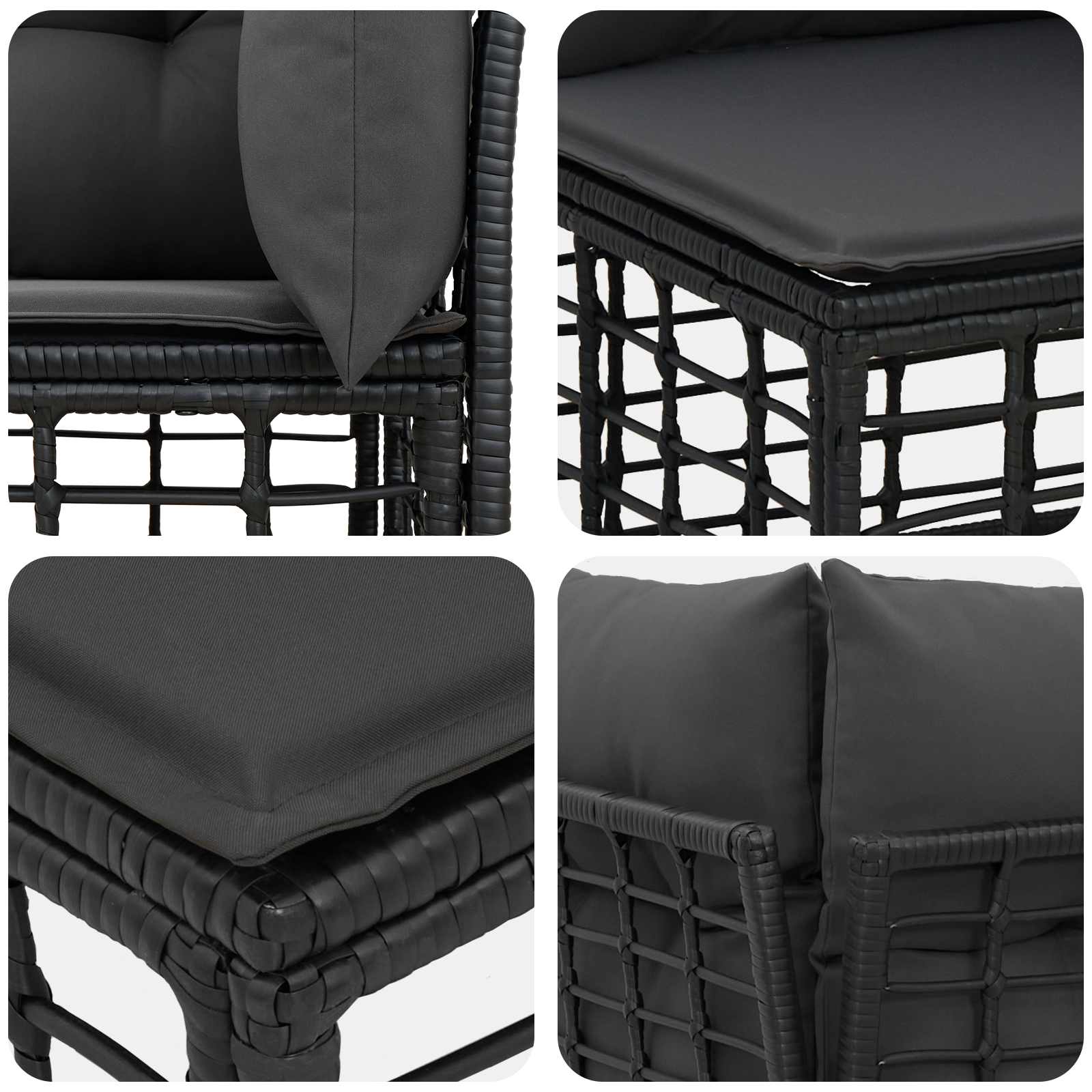 Set di divani da esterno Nero e Grigio scuro Poliestere | homemem39