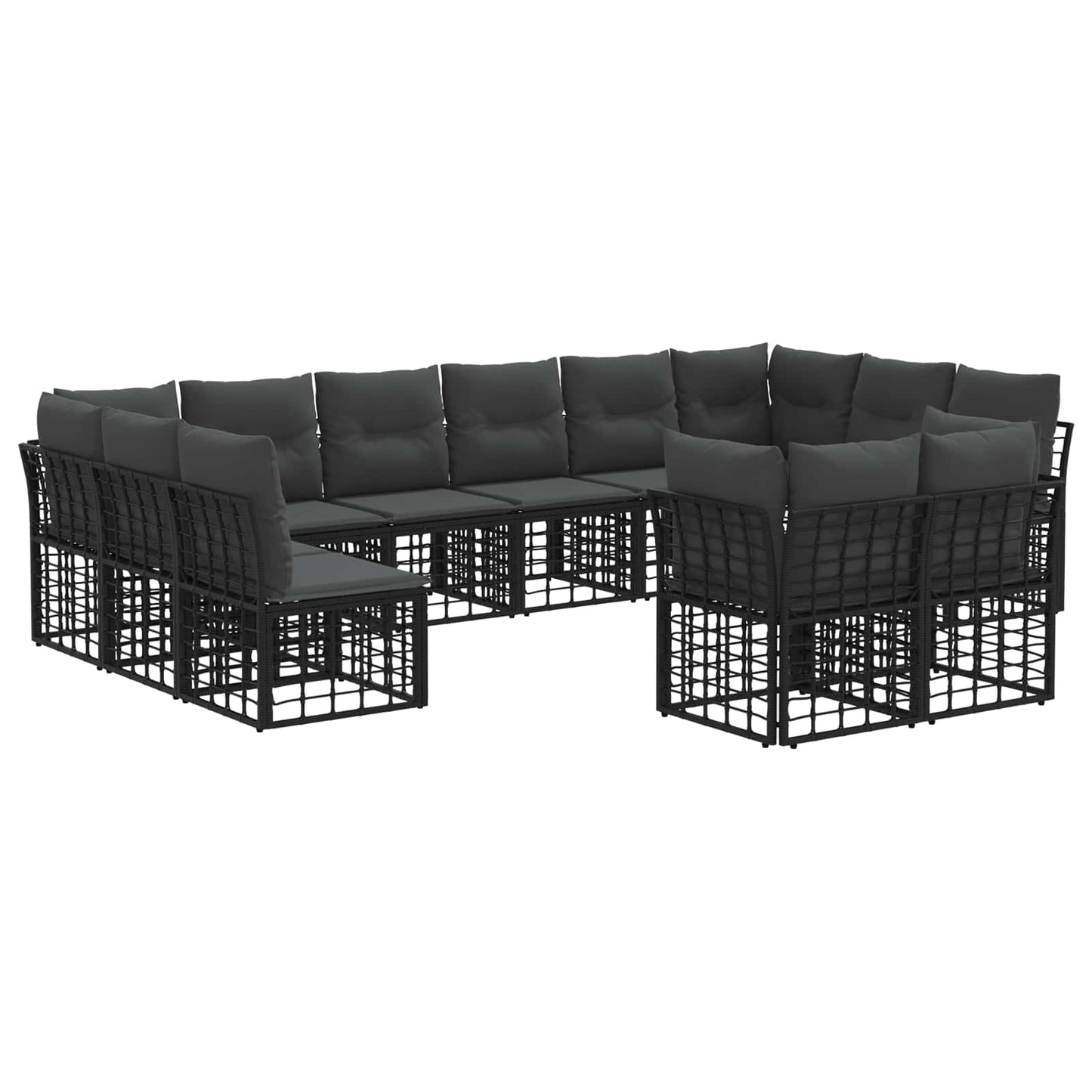Set di divani da esterno Nero e Grigio scuro Poliestere | homemem39