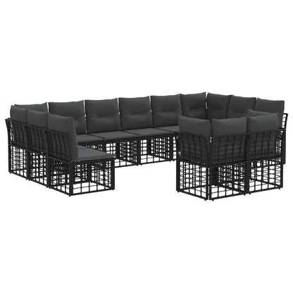 Set di divani da esterno Nero e Grigio scuro Poliestere | homemem39