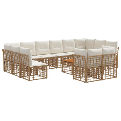 Set di divani da esterno 13 pcs Naturale e Bianco Crema | homemem39