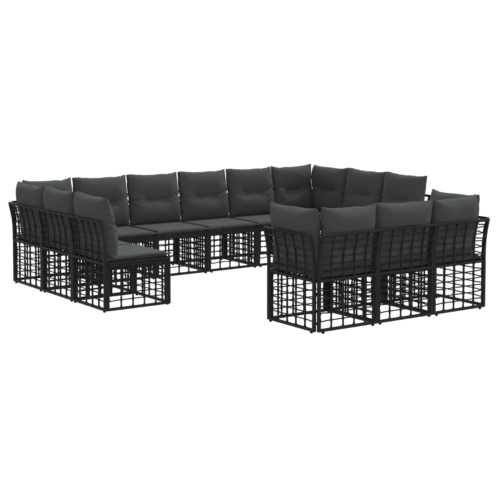 Set di divani da esterno Nero e Grigio scuro Poliestere | homemem39