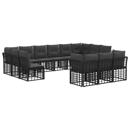 Set di divani da esterno Nero e Grigio scuro Poliestere | homemem39