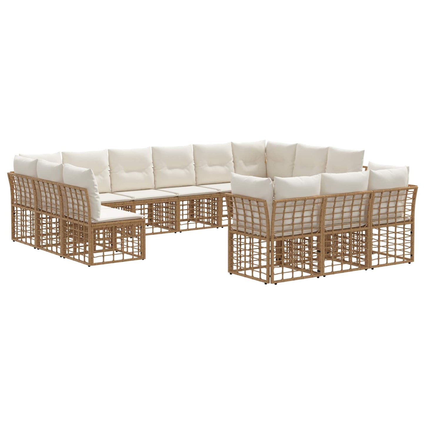 Set di divani da esterno Naturale e Bianco Crema Poliestere | homemem39