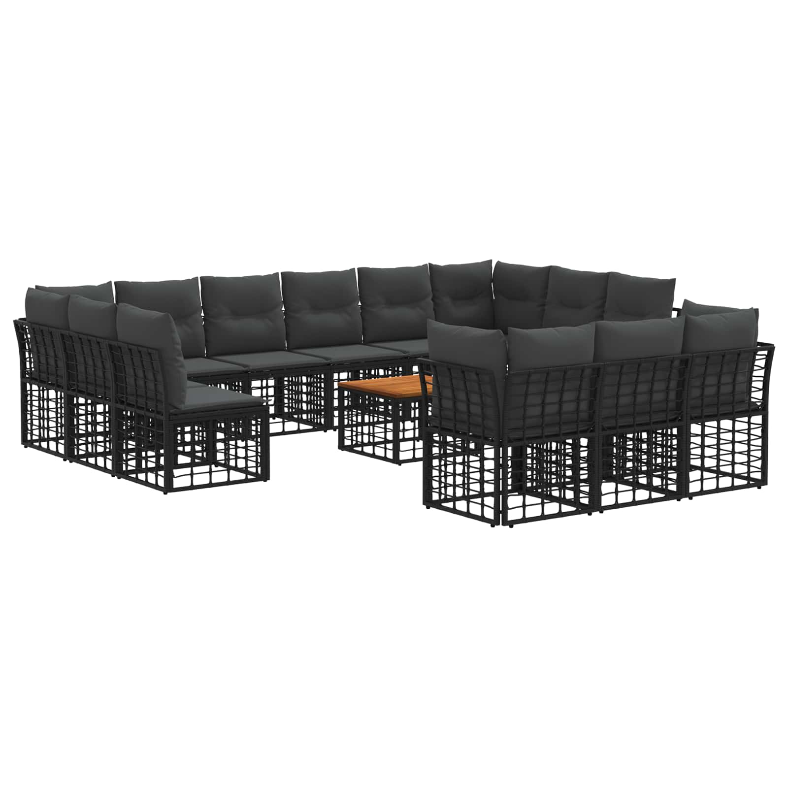 Set di divani da esterno 14 pcs Nero e Grigio scuro Poliestere | homemem39