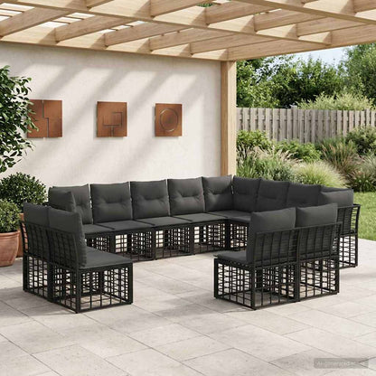 Set di divani da esterno Nero e Grigio scuro Poliestere