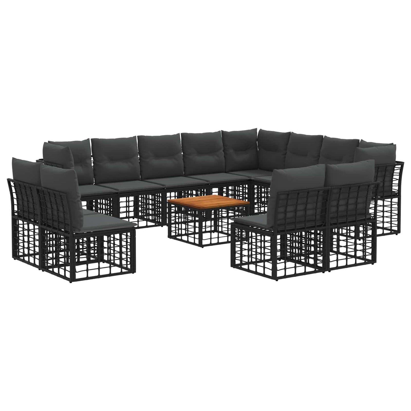 Set di divani da esterno 13 pcs Nero e Grigio scuro Poliestere | homemem39