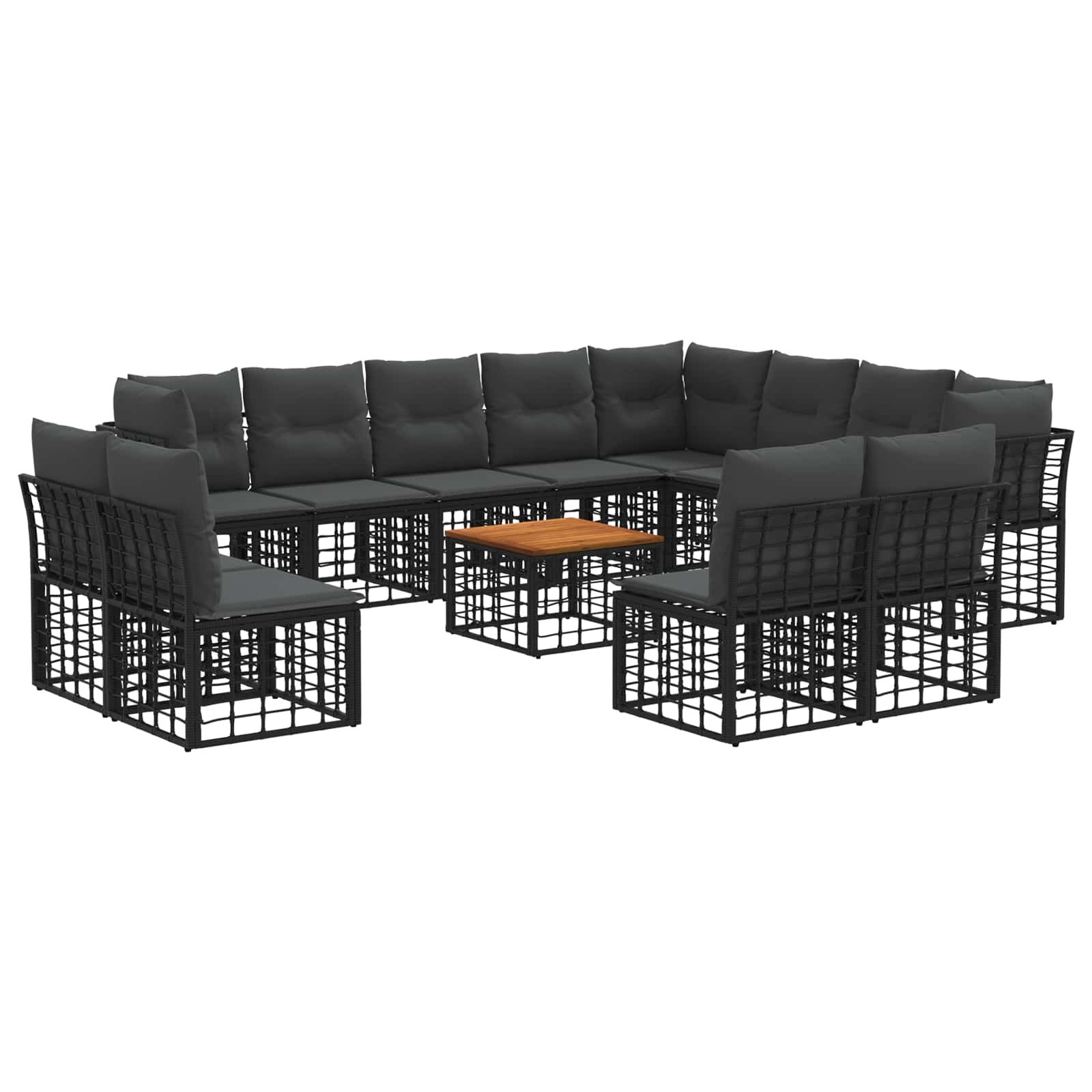 Set di divani da esterno 13 pcs Nero e Grigio scuro Poliestere | homemem39