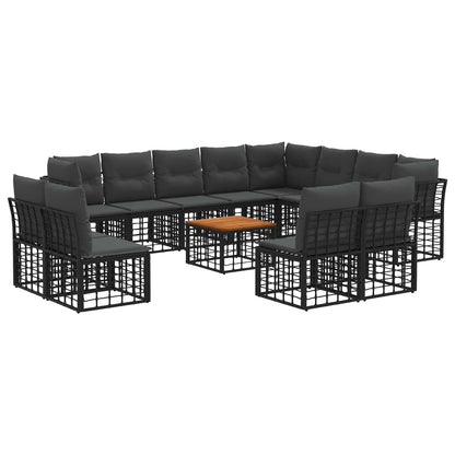 Set di divani da esterno 13 pcs Nero e Grigio scuro Poliestere | homemem39