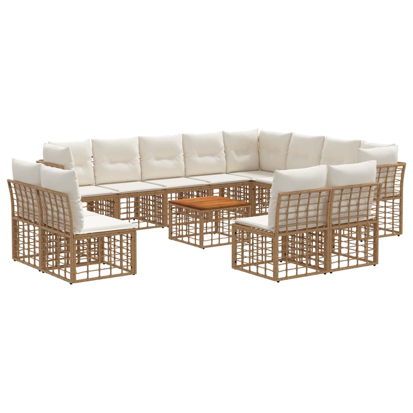 Set di divani da esterno 13 pcs Naturale e Bianco Crema