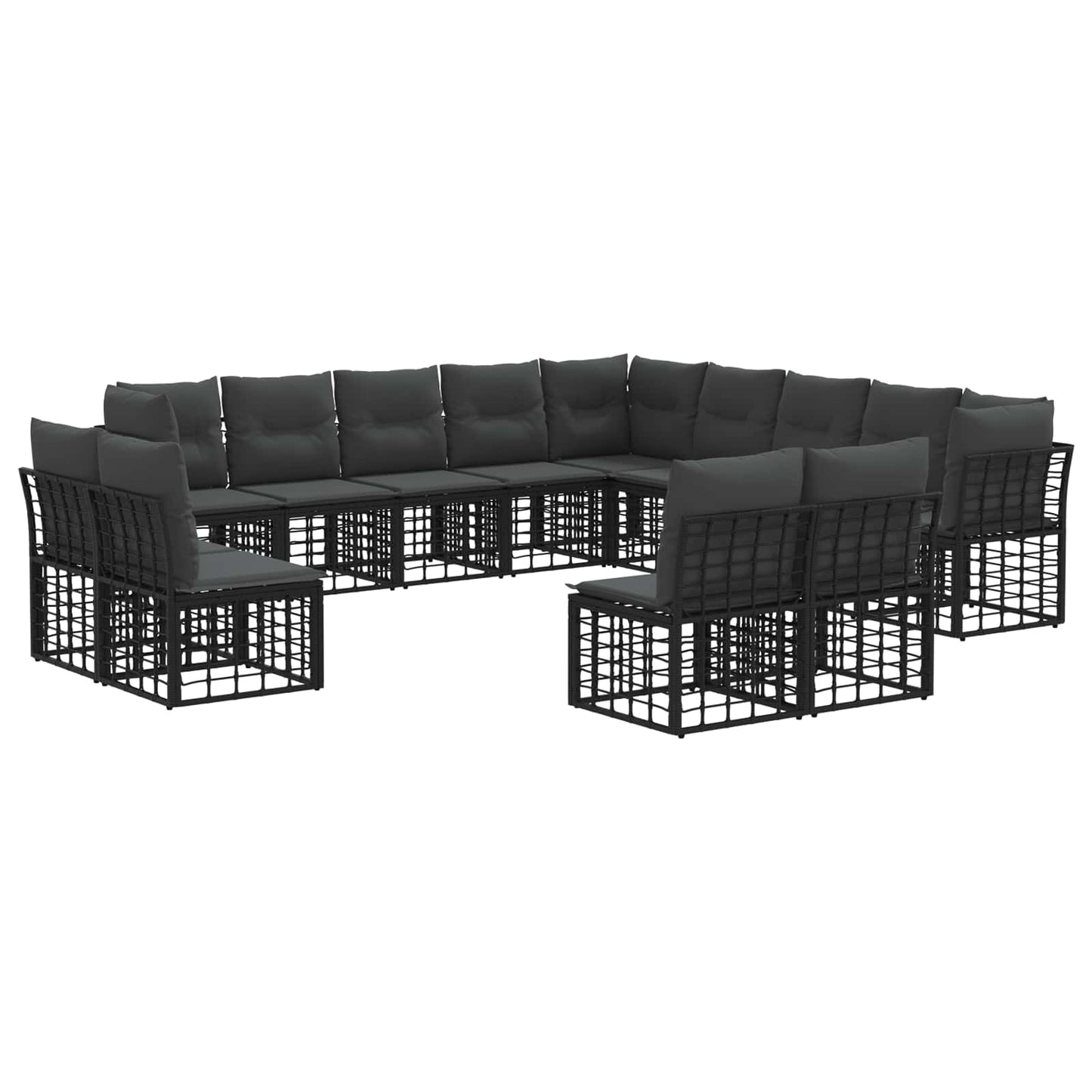 Set di divani da esterno Nero e Grigio scuro Poliestere