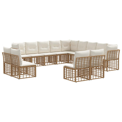 Set di divani da esterno Naturale e Bianco Crema Poliestere | homemem39