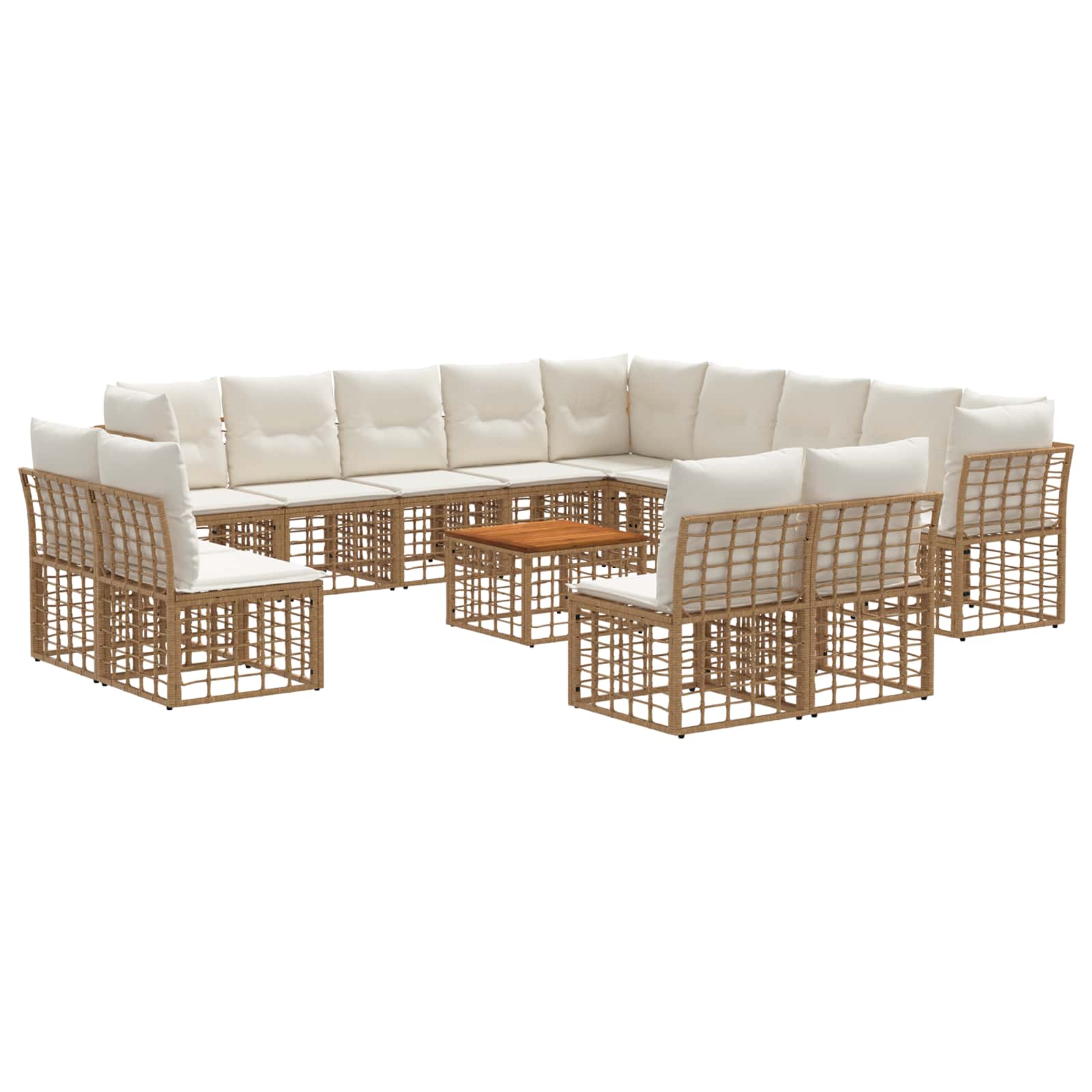 Set di divani da esterno 14 pcs Naturale e Bianco Crema | homemem39