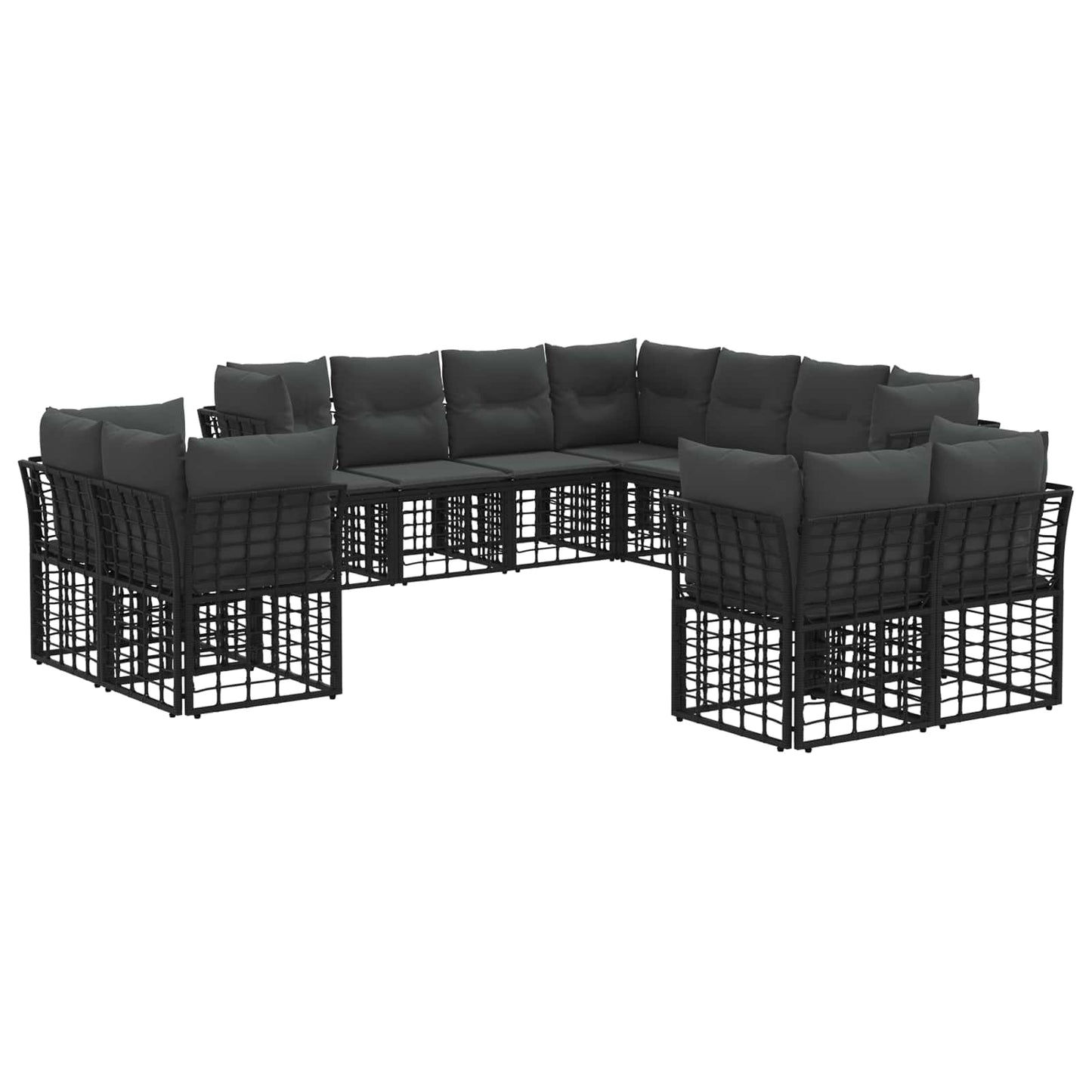Set di divani da esterno Nero e Grigio scuro Poliestere | homemem39