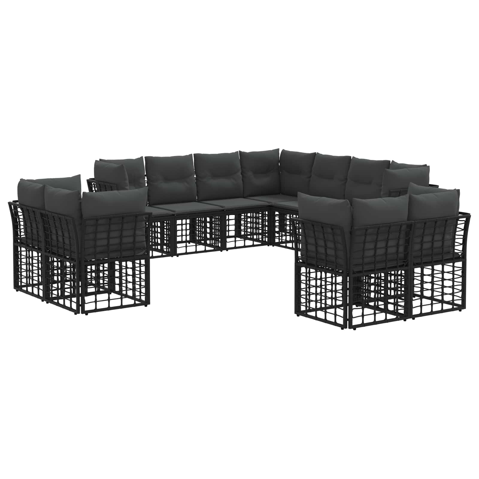 Set di divani da esterno Nero e Grigio scuro Poliestere | homemem39