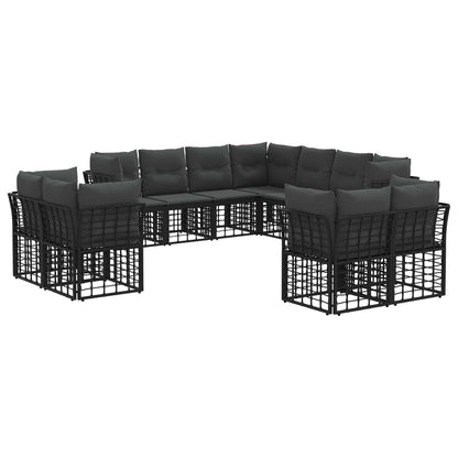 Set di divani da esterno Nero e Grigio scuro Poliestere | homemem39
