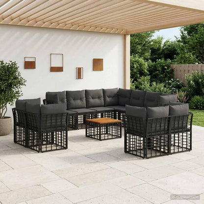 Set di divani da esterno 12 pcs Nero e Grigio scuro Poliestere | homemem39