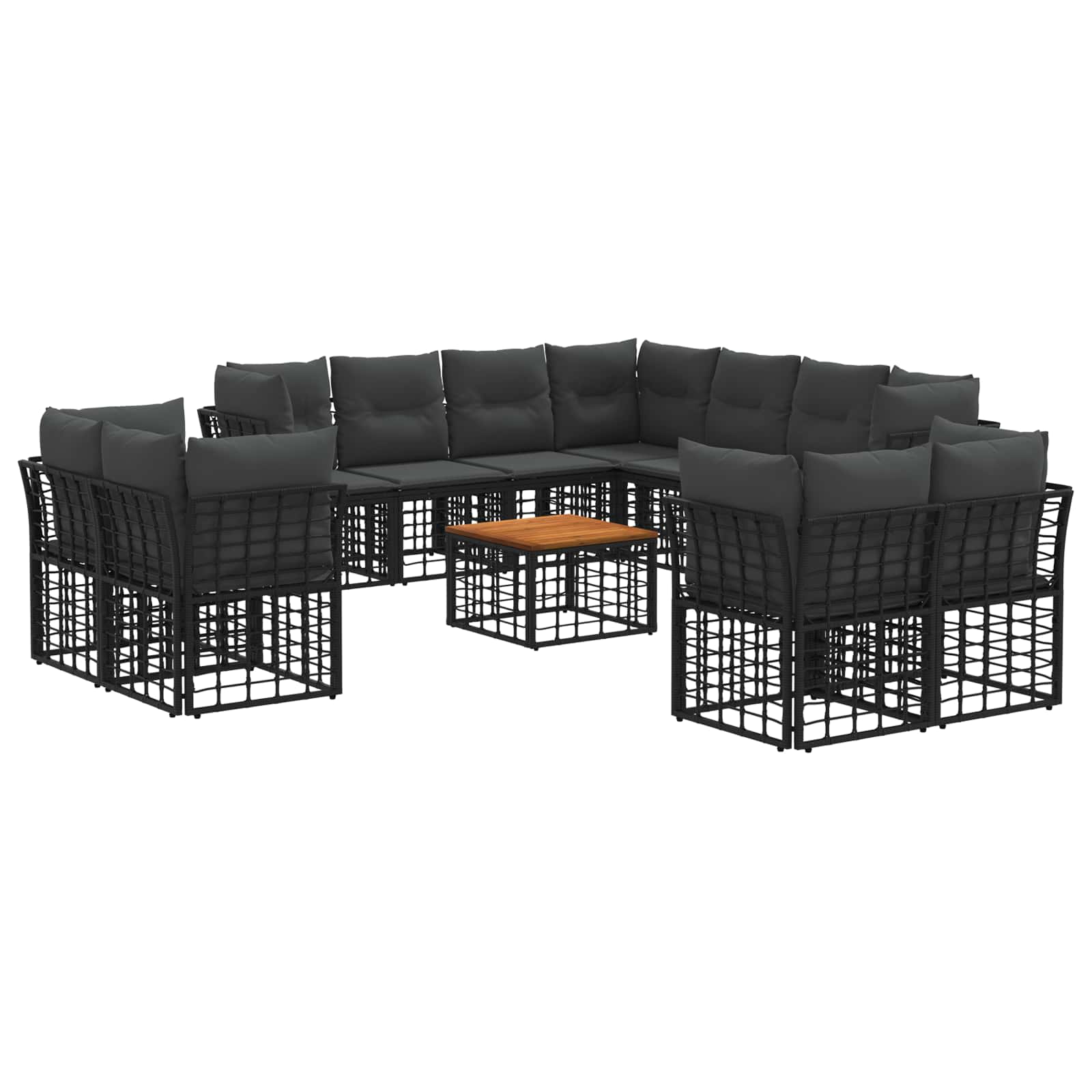 Set di divani da esterno 12 pcs Nero e Grigio scuro Poliestere | homemem39