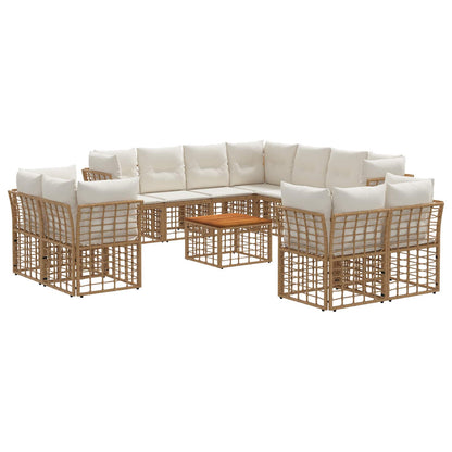 Set di divani da esterno 12 pcs Naturale e Bianco Crema | homemem39